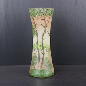 Art Nouveau enameled painted glass vase by François-Théodore Legras
