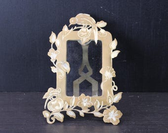 Art Nouveau floral engraved brass picture photo frame.