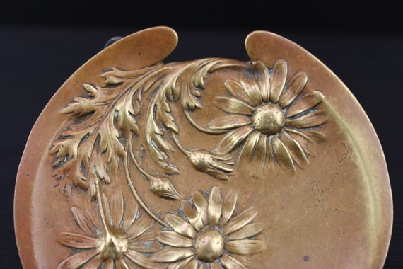 Art Nouveau bronze floral jewelry tray card dish … - image 4