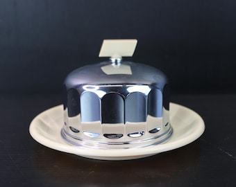 Art Deco verchromt mit Bakelit-Butterdose von Demeyere