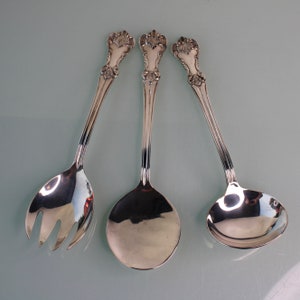 Antiker versilberter Edwardian Salat dreiteiliges Servierset