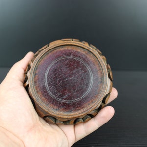 Vintage Chinese wooden round vase display stand.