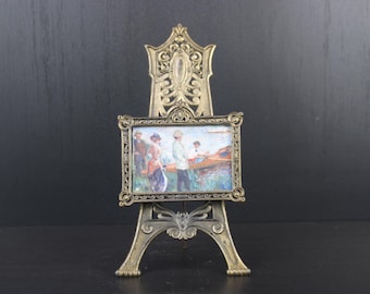 Art Nouveau floral easel with photo picture frame.