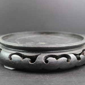 Vintage Chinese wooden round vase display stand.