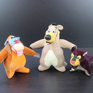 Vintage set of three stuffed toy animals from the Jungle book Disney.