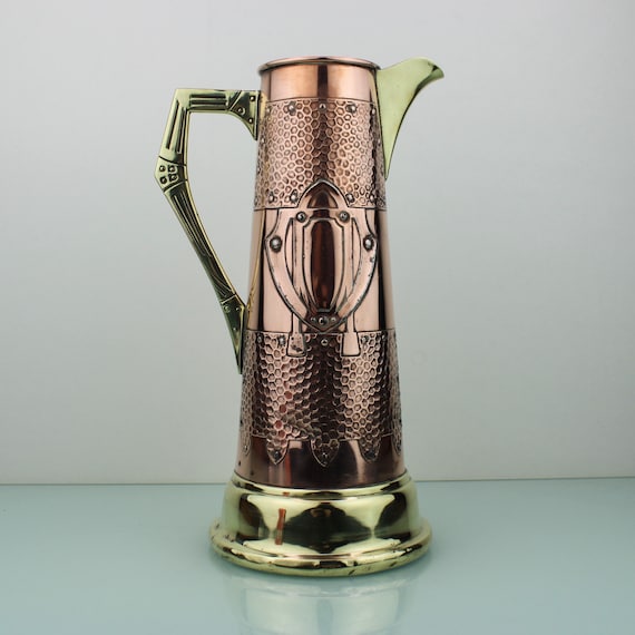 Art Nouveau Brass Copper Jug Pitcher Decanter. - Etsy