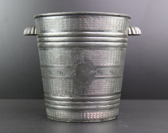 Antique Victorian late 19th C pewter champagne cooler by Leuconide- und Metallwarenfabrik J. P. Kayser Sohn