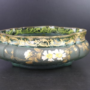 Art Nouveau floral enameled painted centerpiece flower dish by François-Théodore Legras.