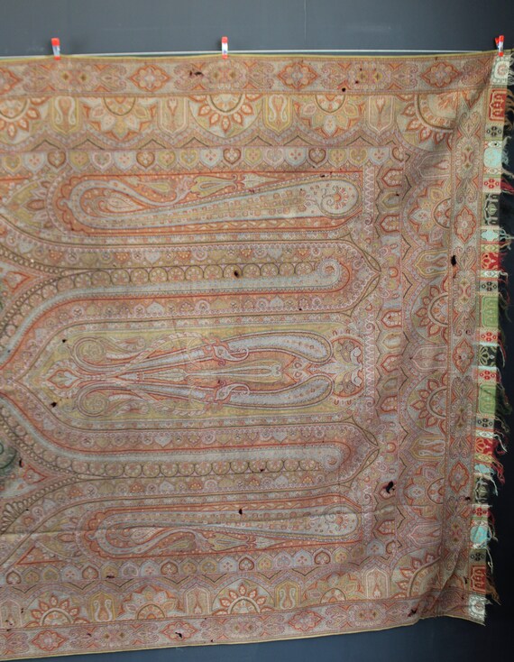 Antique Large Victorian embroidered Kashmir paisl… - image 3