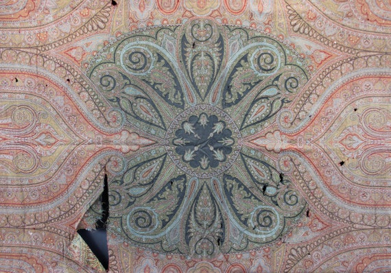 Antique Large Victorian embroidered Kashmir paisl… - image 5