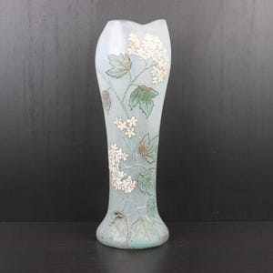 Art Nouveau large floral enamel painted glass vase by François-Théodore Legras.