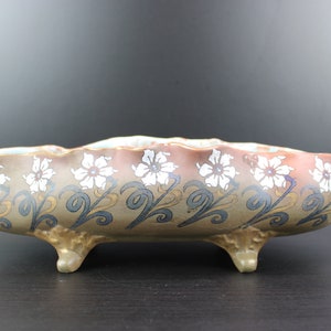 Art Nouveau enamel painted flower dish centerpiece.
