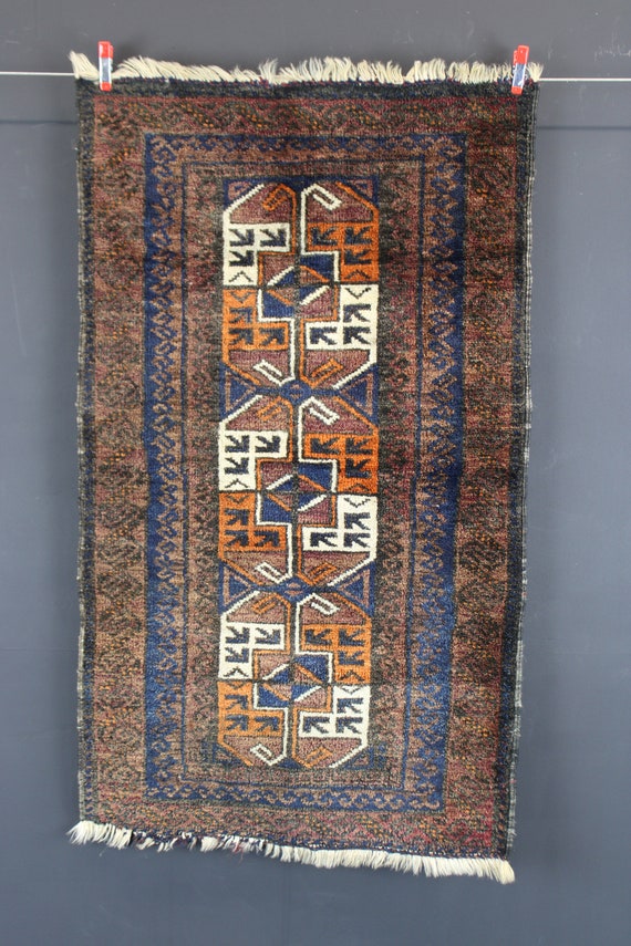 Vintage Handwoven Persian Baluch Bag Face Rug. - Etsy Vintage Handwoven Persian Baluch Bag Face Rug. - Etsy