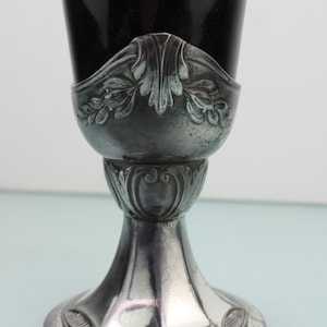 Art Nouveau silver plated with glass insert cup goblet.