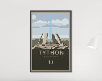 Star Wars Tython Poster | Star Wars Art Prints | Mandalorian Wall Art | Grogu | Star Wars Gifts | Decor | DopeyArt