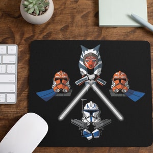 Ahsoka Captain Rex Mouse Pad | Clone Wars Mousepad | Star Wars Mouse Pad | Star Wars Office Gift | Computer Accessories