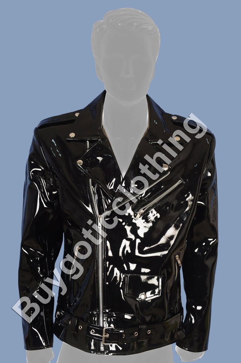 Moto Gothic Pvc Vinyl Motorcyle Jacket Mens Punk Emo Biker