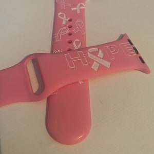 Cancer Awareness Ribbon Engraved Apple Watch Band, Personalized Silicone Watch Strap, Fits All Series!