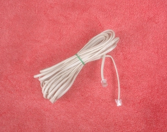Landline Phone Cable For Standard Household Telephone Flat Wire With Snap In Connector Plugs On Both Ends, 25' Long
