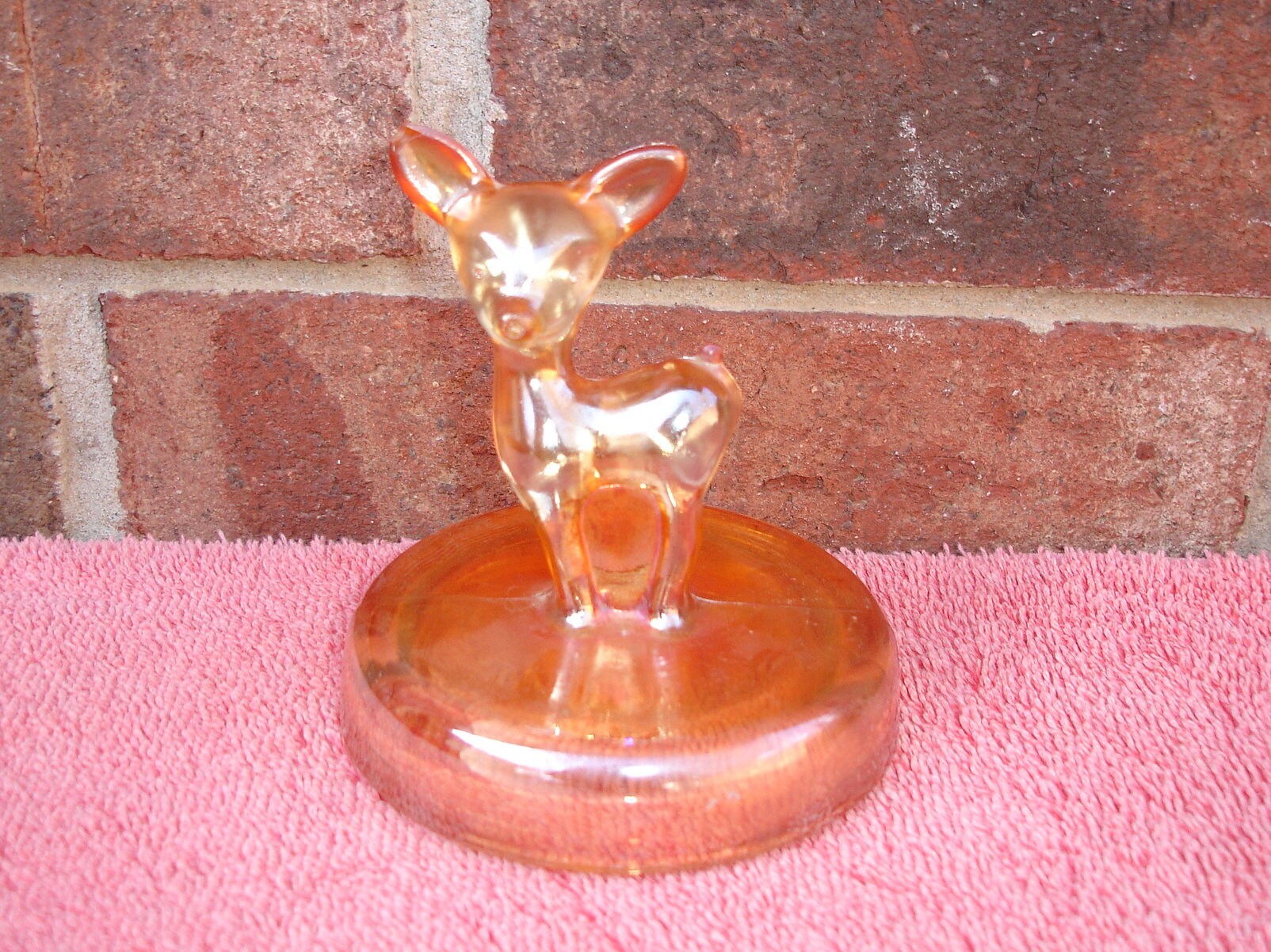 Carnival Glass Deer Powder Dish Lid Only Vintage Marigold Fawn Etsy