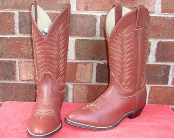 Boys Justin 4 1/2 D Youth Brown Western Cowboy Pull On Boots 4.5 D Big Youth Or Small Men *** Nice Ones