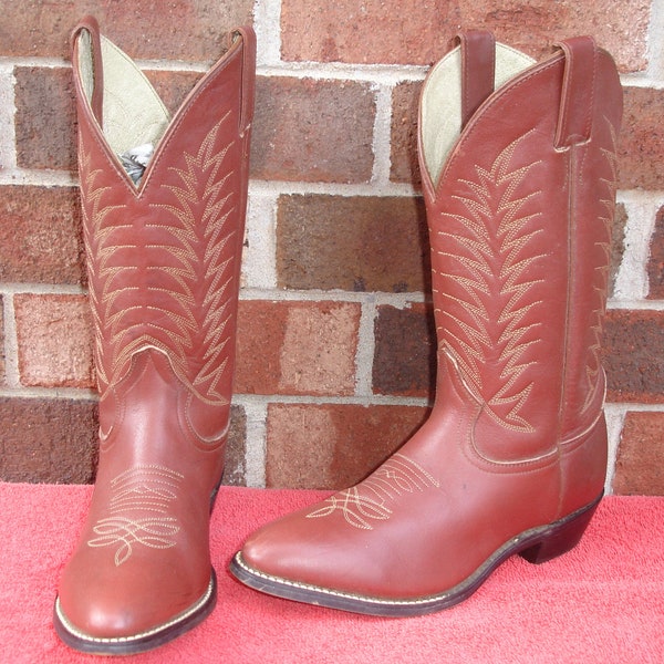 Boys Justin 4 1/2 D Youth Brown Western Cowboy Pull On Boots 4.5 D Big Youth Or Small Men *** Nice Ones
