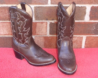 Boots Cowboy boys size 4M new man made materials brown Faded Glory 