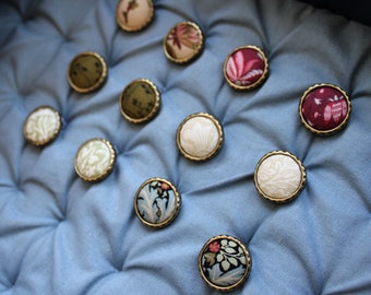 Handmade vintage stlye fabric button stud earrings