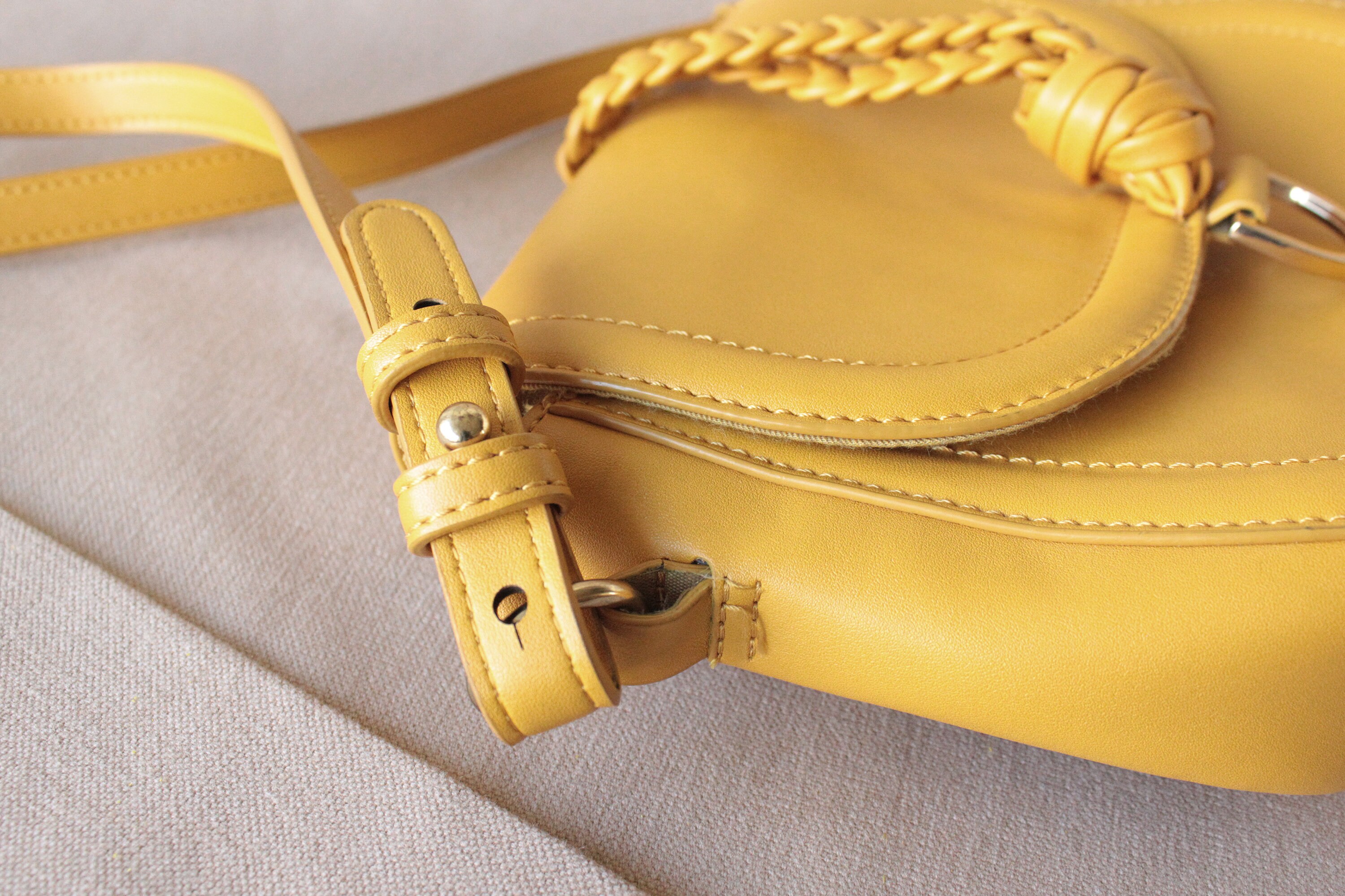 Mustard Yellow Faux Leather Shoulder Bag From French Brand Promod Etsy
