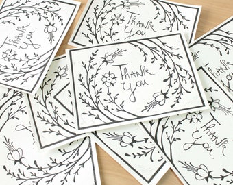 Thank You Card - linoprinted by hand
