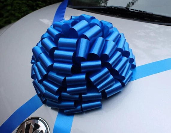 30cm GIANT Car bow Large present bow Birthday Boy Party Decor ROYAL BLUE//WHITE