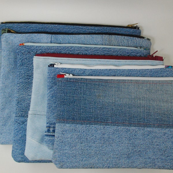 Zipper Pouches Upcycled Denim