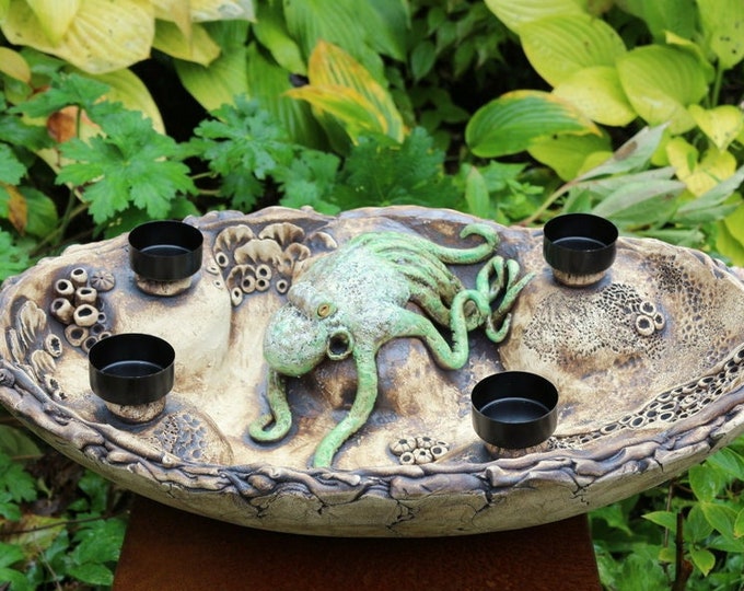 Large ceramic bowl octopus octopus, candle bowl maritime – ceramic unique piece