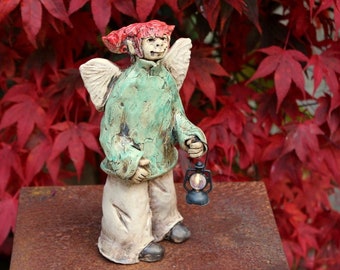 Elf Angel Figurine en céramique jardin de fées - signe. Unique