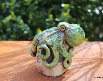 Ceramic octopus flower plug, bed plug, flower pot plug - unique