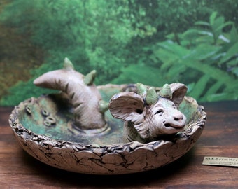 Ceramic birdbath "Dragon" Ø 27.5 cm - garden guardian, gargoyle