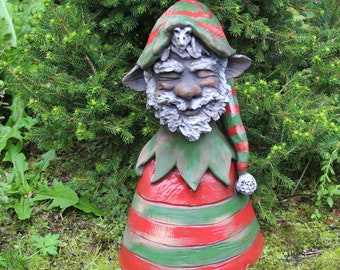 Wichtel Keramik Büste 33cm hoch Gartendeko fairygarden Weihnachtswichtel - Unikat