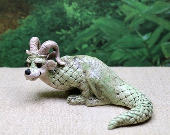 Gargoyle Dragon Ceramic Garden Guardian - Signed Unique