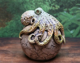 Octopus garden ball rose ball garden ceramics maritime - signed unique