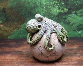 Octopus garden ball rose ball garden ceramics maritime - signed unique