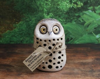 Bee Stone Owl 14.5 cm, Insect Hotel Bee Hotel Ceramic Owl Gift Mother’s Day – Unique