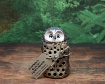 Bee Stone Owl 11.5 cm, Insect Hotel Bee Hotel Ceramic Owl Gift Mother’s Day – Unique