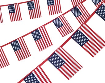 20FT American Flag Bunting, Large Flag Banner, USA Red White and Blue Streamer, Stars and Stripes Banner, 4th of July Party Decoration