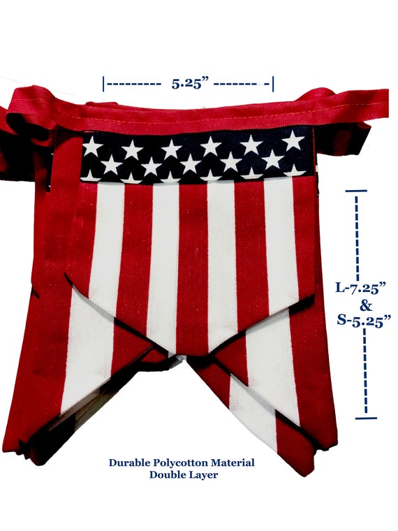 Double Sided American Flag Bunting, Shield Pennant Banner, USA Red