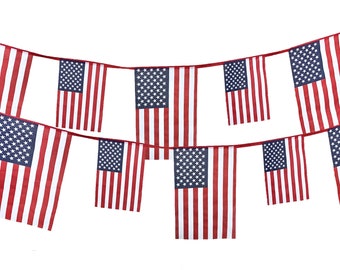20FT American Flag Bunting, Large and Small Flag Banner, USA Red White and Blue, Stars and Stripes 4th of July Holiday Party Decorations