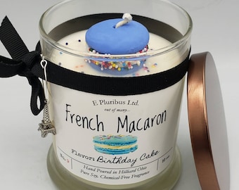 FRENCH MACARON, Many Flavors, Soy Candle with Bonus Drink Charm Included, Amazing Gift for Baker, Teacher, Mom, Foodie