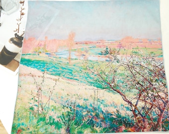 Printemps, Grèz by William Blair Bruce | Oil Painting Large / Small Square Pure Silk Head Scarf | Canadian Artist Collection