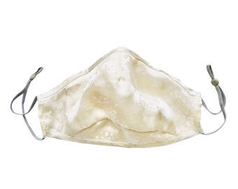 White Christmas: Triple Layer Snowflake 100% Mulberry Silk Unisex Face Mask - Insert Pocket, PM 2.5 Filter & Nose Wire