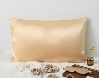 Champagne Luxury Pure Mulberry Silk Pillowcase | Queen & King | 32 Momme | Drape Collection