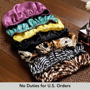 Haarmuts van pure moerbeizijde | Dubbellaags omkeerbaar met zijden voering | Verstelbaar elastiek | 100% zijde 22 Momme | Cadeau nachtmuts